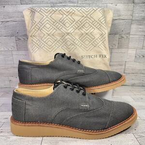 TOMS Shoes Mens Size 10.5 Gray Denim Oxford Lace Up Sneakers Urban Modern Brown